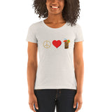 Peace. Love. Tiki Drinks. Ladies' short sleeve t-shirt